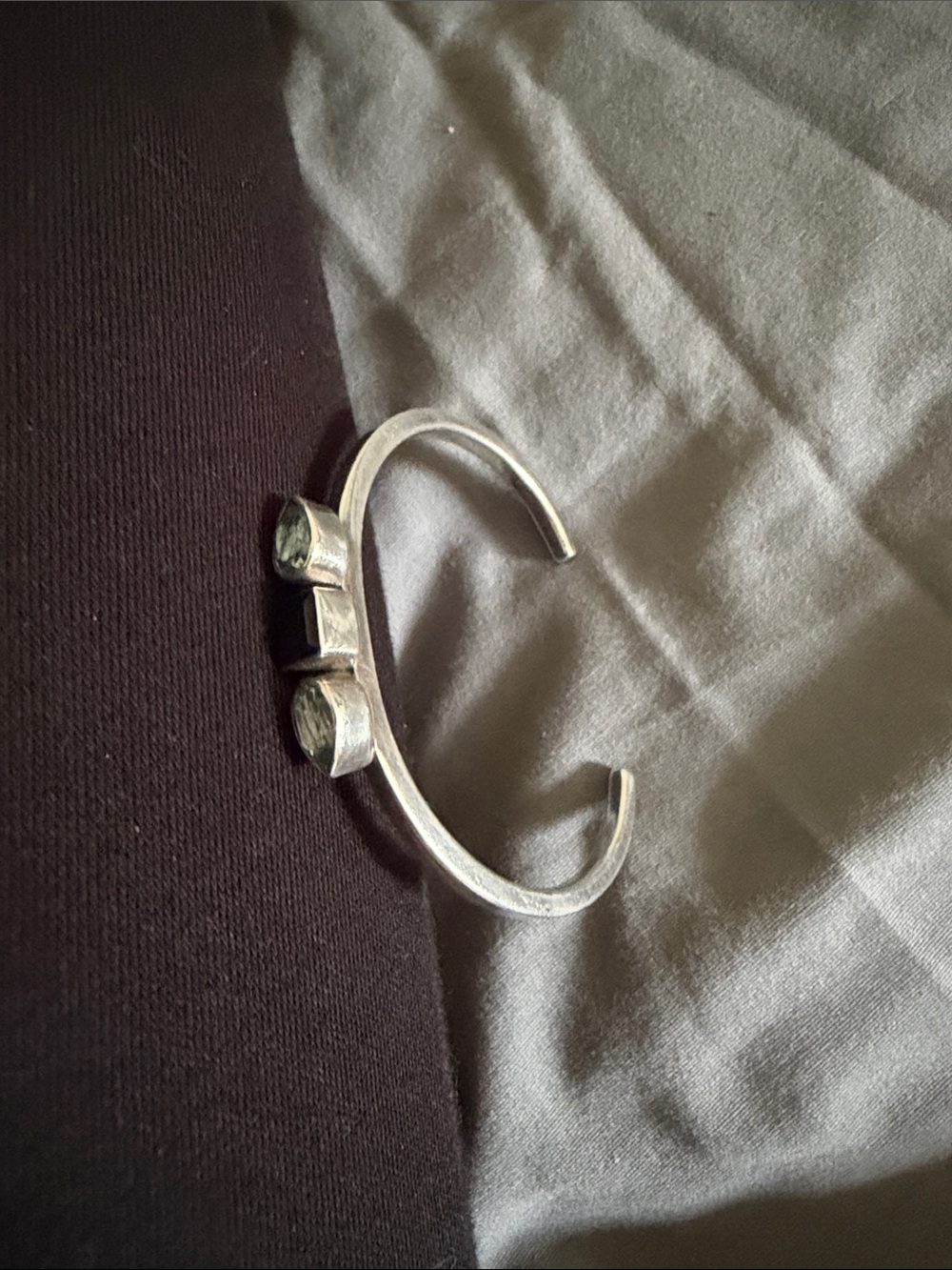 Sterling Silver Blue Topaz and Sapphire Cuff Bracelet - Picture 6 of 6
